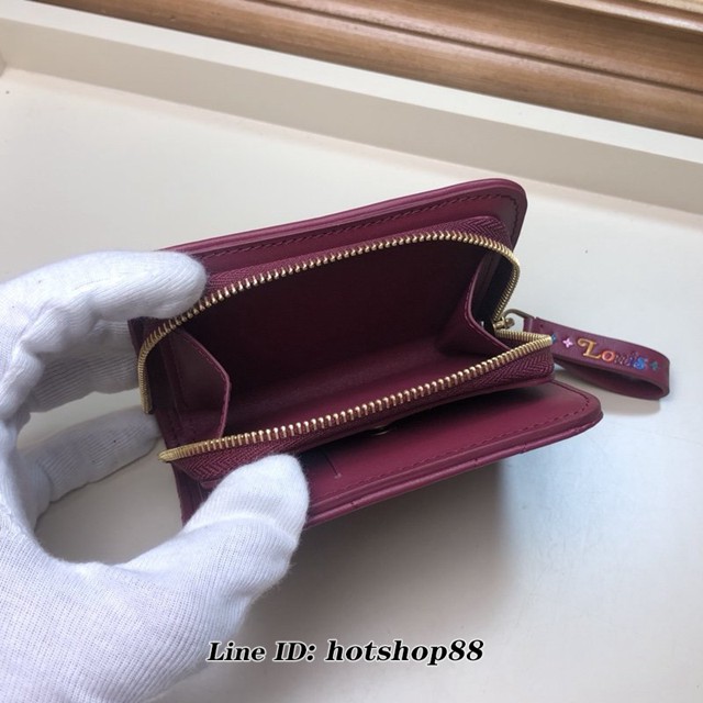 路易威登LV錢包 LV女士拉鏈零錢包 M63789 紫紅色 Louis Vuitton New Wave拉鏈錢夾 xxlv1464